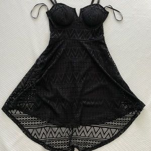 Material girl black lace high low dress S